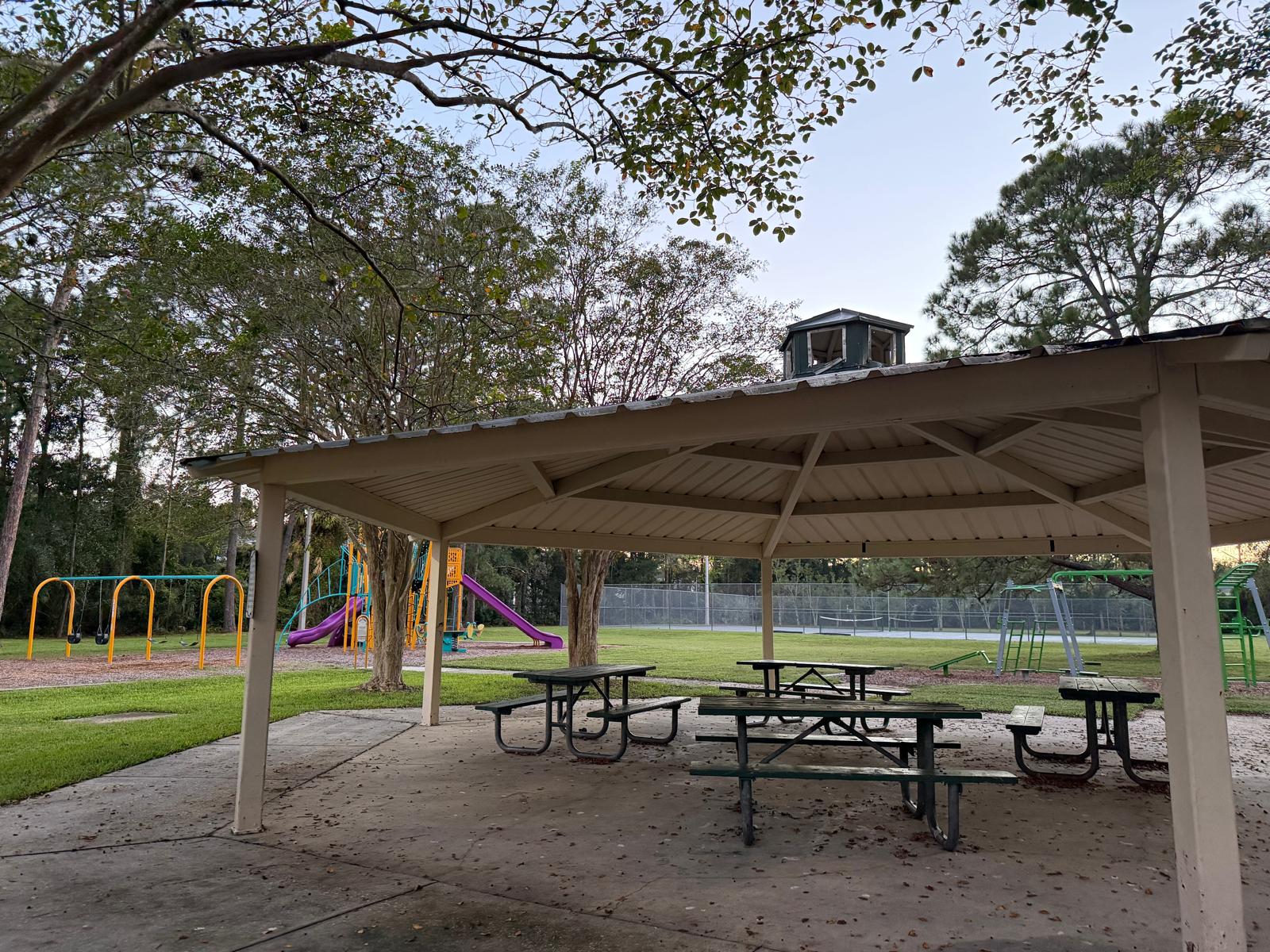Picnic pavilion and playground at neighboring Isle of Palms Park